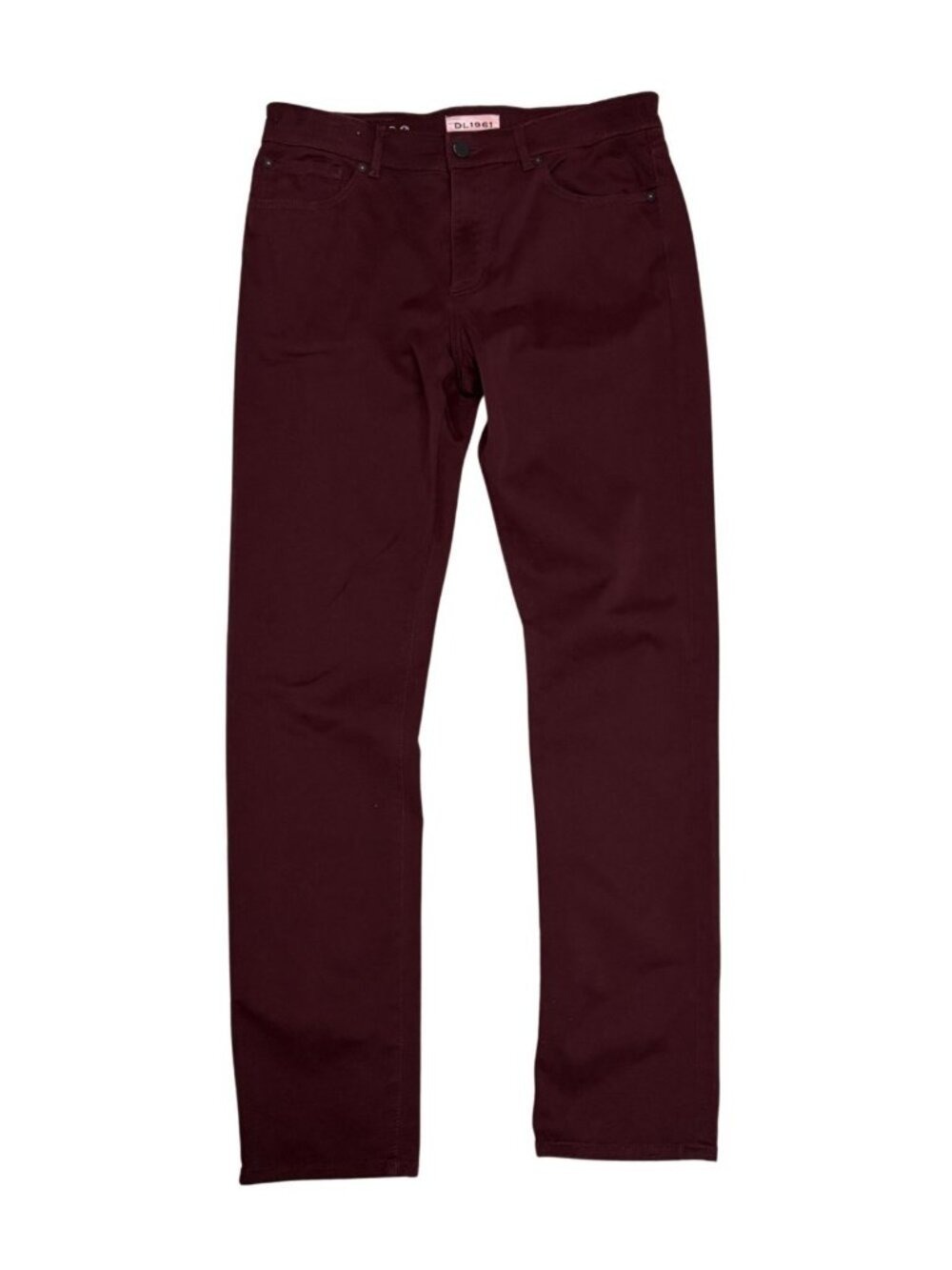 DL 1961 Stretch Denim Jeans Burgundy RUSSELL Slim Straight Pants Mens 34x34